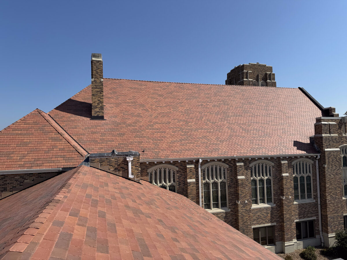 Large church full tile roof installation