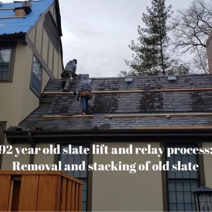92-year-old slate lift and relay — removal and stacking process