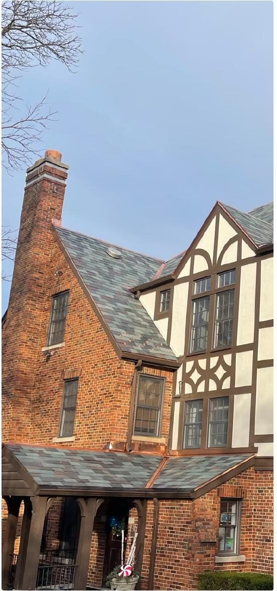 Natural slate on Tudor historic home